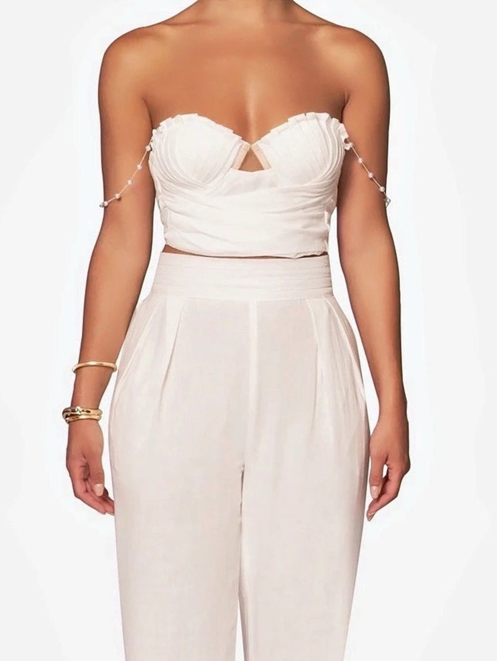 White Draped Bust Crop Top NWT